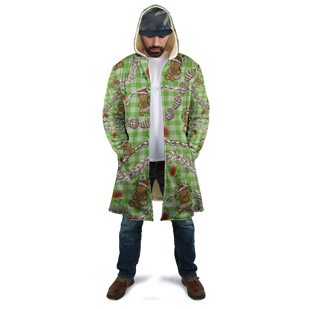 Green Palaka Hawaii Mele Kalikimaka Cloak Ohia Lehua Shell Leis Funny Gingerbread Santa - Polynesian Pride