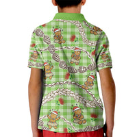 Green Palaka Hawaii Mele Kalikimaka Kid Polo Shirt Ohia Lehua Shell Leis Funny Gingerbread Santa - Polynesian Pride