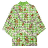Green Palaka Hawaii Mele Kalikimaka Kimono Ohia Lehua Shell Leis Funny Gingerbread Santa - Polynesian Pride