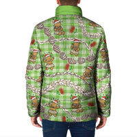 Green Palaka Hawaii Mele Kalikimaka Padded Jacket Ohia Lehua Shell Leis Funny Gingerbread Santa LT14 - Polynesian Pride