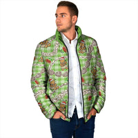 Green Palaka Hawaii Mele Kalikimaka Padded Jacket Ohia Lehua Shell Leis Funny Gingerbread Santa LT14 - Polynesian Pride