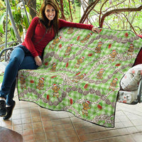 Green Palaka Hawaii Mele Kalikimaka Quilt Ohia Lehua Shell Leis Funny Gingerbread Santa - Polynesian Pride