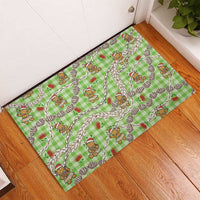 Green Palaka Hawaii Mele Kalikimaka Rubber Doormat Ohia Lehua Shell Leis Funny Gingerbread Santa LT14 - Polynesian Pride