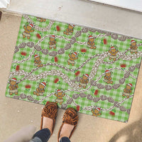 Green Palaka Hawaii Mele Kalikimaka Rubber Doormat Ohia Lehua Shell Leis Funny Gingerbread Santa LT14 - Polynesian Pride