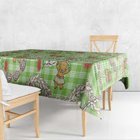 Green Palaka Hawaii Mele Kalikimaka Tablecloth Ohia Lehua Shell Leis Funny Gingerbread Santa LT14 - Polynesian Pride