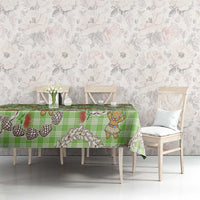 Green Palaka Hawaii Mele Kalikimaka Tablecloth Ohia Lehua Shell Leis Funny Gingerbread Santa LT14 - Polynesian Pride