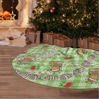 Green Palaka Hawaii Mele Kalikimaka Tree Skirt Ohia Lehua Shell Leis Funny Gingerbread Santa LT14 - Polynesian Pride