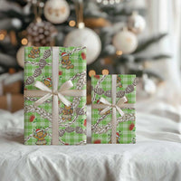 Green Palaka Hawaii Mele Kalikimaka Wrapping Paper Ohia Lehua Shell Leis Funny Gingerbread Santa LT14 - Polynesian Pride