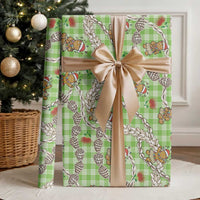Green Palaka Hawaii Mele Kalikimaka Wrapping Paper Ohia Lehua Shell Leis Funny Gingerbread Santa LT14 - Polynesian Pride
