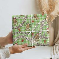 Green Palaka Hawaii Mele Kalikimaka Wrapping Paper Ohia Lehua Shell Leis Funny Gingerbread Santa LT14 - Polynesian Pride