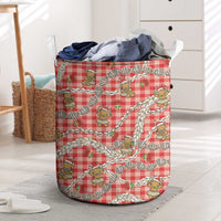 Red Palaka Hawaii Mele Kalikimaka Laundry Basket Ohia Lehua Shell Leis Funny Gingerbread Santa LT14 Red - Polynesian Pride