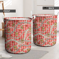Red Palaka Hawaii Mele Kalikimaka Laundry Basket Ohia Lehua Shell Leis Funny Gingerbread Santa LT14 - Polynesian Pride