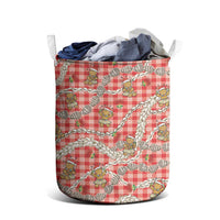 Red Palaka Hawaii Mele Kalikimaka Laundry Basket Ohia Lehua Shell Leis Funny Gingerbread Santa LT14 - Polynesian Pride