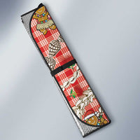 Red Palaka Hawaii Mele Kalikimaka Auto Sun Shade Ohia Lehua Shell Leis Funny Gingerbread Santa - Polynesian Pride