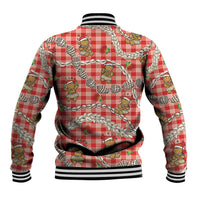 Red Palaka Hawaii Mele Kalikimaka Baseball Jacket Ohia Lehua Shell Leis Funny Gingerbread Santa LT14 - Polynesian Pride