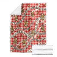 Red Palaka Hawaii Mele Kalikimaka Blanket Ohia Lehua Shell Leis Funny Gingerbread Santa - Polynesian Pride