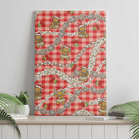 Red Palaka Hawaii Mele Kalikimaka Canvas Wall Art Ohia Lehua Shell Leis Funny Gingerbread Santa LT14 - Polynesian Pride