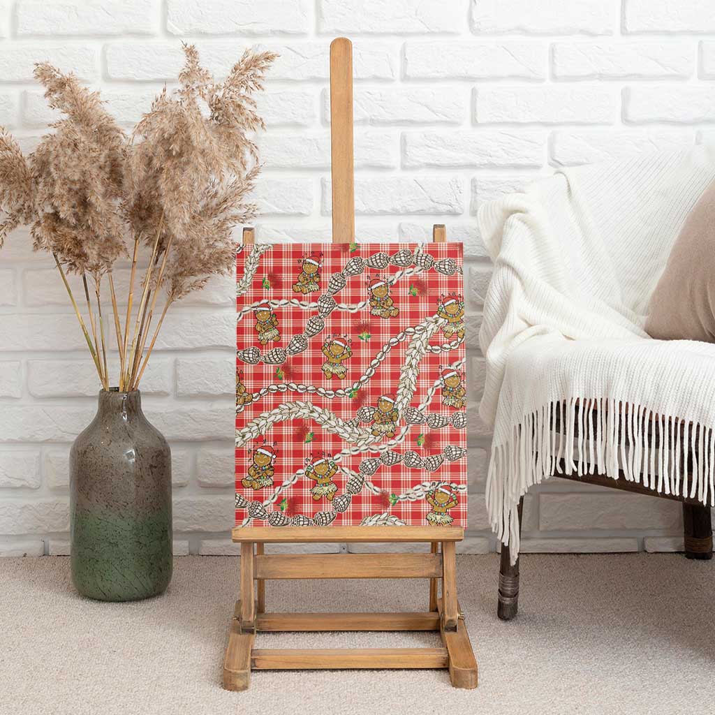 Red Palaka Hawaii Mele Kalikimaka Canvas Wall Art Ohia Lehua Shell Leis Funny Gingerbread Santa LT14 - Polynesian Pride