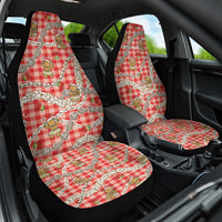 Red Palaka Hawaii Mele Kalikimaka Car Seat Cover Ohia Lehua Shell Leis Funny Gingerbread Santa - Polynesian Pride