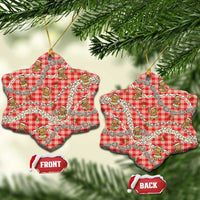 Red Palaka Hawaii Mele Kalikimaka Ceramic Ornament Ohia Lehua Shell Leis Funny Gingerbread Santa - Polynesian Pride