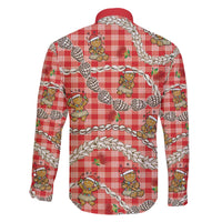 Red Palaka Hawaii Mele Kalikimaka Family Matching Off The Shoulder Long Sleeve Dress and Hawaiian Shirt Ohia Lehua Shell Leis Funny Gingerbread Santa - Polynesian Pride