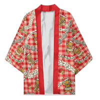 Red Palaka Hawaii Mele Kalikimaka Kimono Ohia Lehua Shell Leis Funny Gingerbread Santa - Polynesian Pride