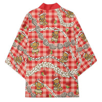 Red Palaka Hawaii Mele Kalikimaka Kimono Ohia Lehua Shell Leis Funny Gingerbread Santa - Polynesian Pride