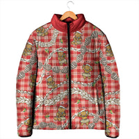 Red Palaka Hawaii Mele Kalikimaka Padded Jacket Ohia Lehua Shell Leis Funny Gingerbread Santa LT14 - Polynesian Pride