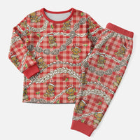 Red Palaka Hawaii Mele Kalikimaka Christmas Pajama Set Ohia Lehua Shell Leis Funny Gingerbread Santa LT14 Men Red - Polynesian Pride