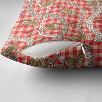 Red Palaka Hawaii Mele Kalikimaka Pillow Cover Ohia Lehua Shell Leis Funny Gingerbread Santa - Polynesian Pride