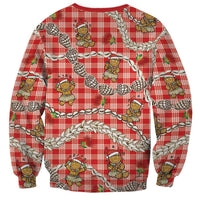 Red Palaka Hawaii Mele Kalikimaka Sweatshirt Ohia Lehua Shell Leis Funny Gingerbread Santa LT14 - Polynesian Pride
