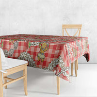 Red Palaka Hawaii Mele Kalikimaka Tablecloth Ohia Lehua Shell Leis Funny Gingerbread Santa LT14 - Polynesian Pride