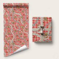 Red Palaka Hawaii Mele Kalikimaka Wrapping Paper Ohia Lehua Shell Leis Funny Gingerbread Santa LT14 58" × 23" Red - Polynesian Pride