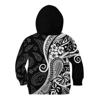 Black Polynesia Paisley Kid Hoodie Polynesian With Tropical Flowers LT14 - Polynesian Pride