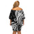 Black Polynesia Paisley Off Shoulder Short Dress Polynesian With Tropical Flowers LT14 - Polynesian Pride