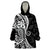 Black Polynesia Paisley Wearable Blanket Hoodie Polynesian With Tropical Flowers LT14 One Size Black - Polynesian Pride