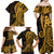 Gold Polynesia Paisley Family Matching Off Shoulder Maxi Dress and Hawaiian Shirt Polynesian With Tropical Flowers LT14 - Polynesian Pride