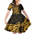 Gold Polynesia Paisley Family Matching Off Shoulder Short Dress and Hawaiian Shirt Polynesian With Tropical Flowers LT14 Daughter's Dress Gold - Polynesian Pride