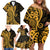 Gold Polynesia Paisley Family Matching Off Shoulder Short Dress and Hawaiian Shirt Polynesian With Tropical Flowers LT14 - Polynesian Pride