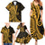 Gold Polynesia Paisley Family Matching Summer Maxi Dress and Hawaiian Shirt Polynesian With Tropical Flowers LT14 - Polynesian Pride