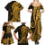 Gold Polynesia Paisley Family Matching Summer Maxi Dress and Hawaiian Shirt Polynesian With Tropical Flowers LT14 - Polynesian Pride