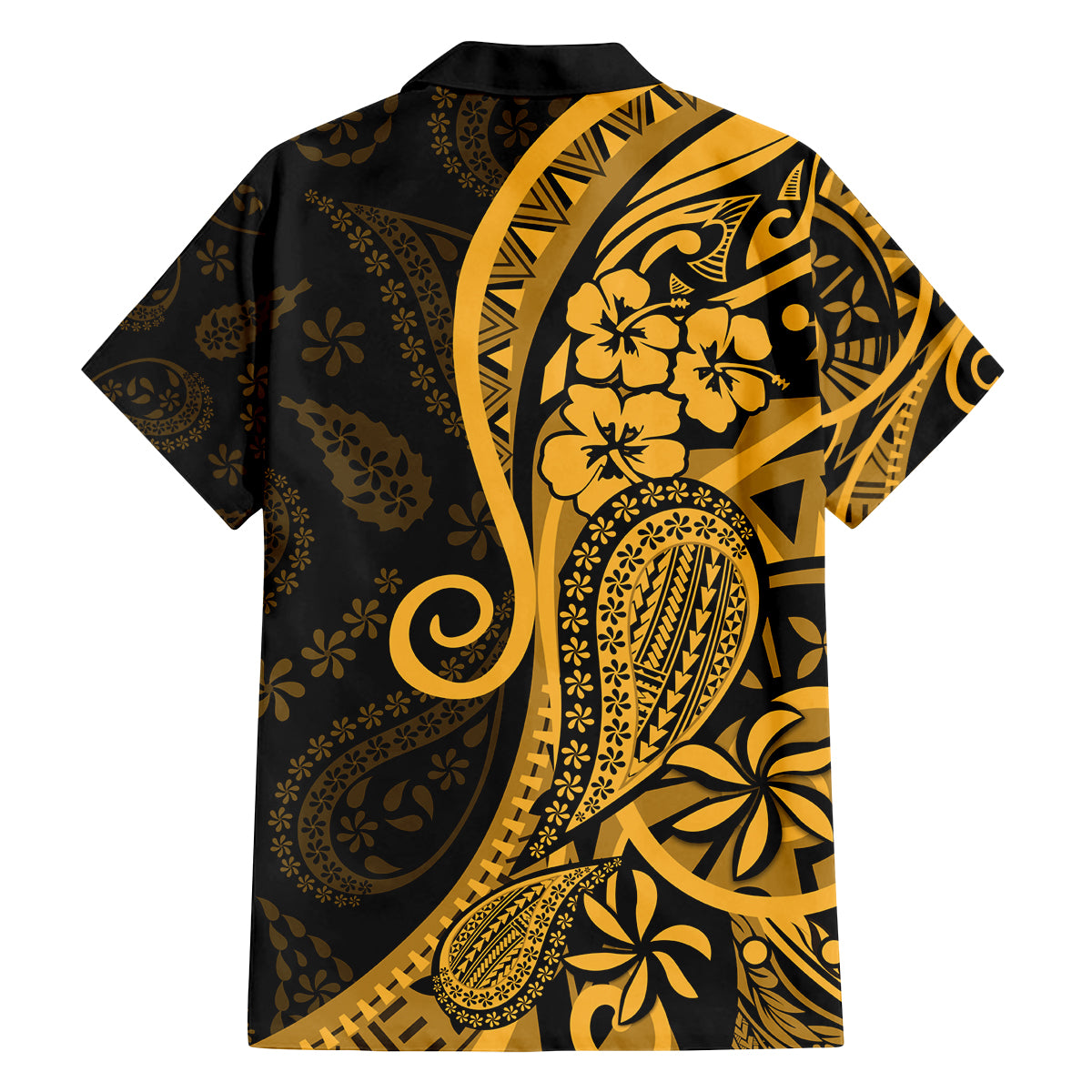 Gold Polynesia Paisley Family Matching Tank Maxi Dress and Hawaiian Shirt Polynesian With Tropical Flowers LT14 - Polynesian Pride