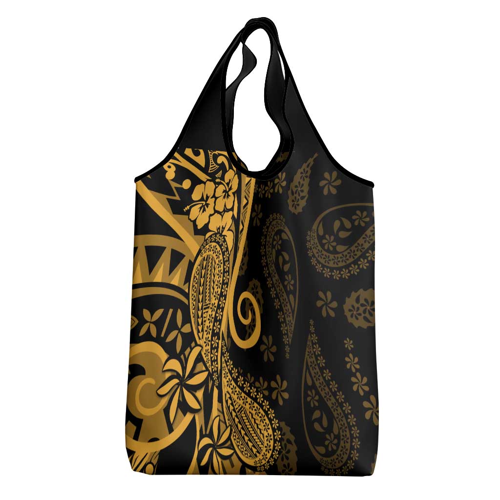 Gold Polynesia Paisley Grocery Bag Polynesian With Tropical Flowers LT14 - Polynesian Pride