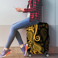 Gold Polynesia Paisley Luggage Cover Polynesian With Tropical Flowers LT14 - Polynesian Pride