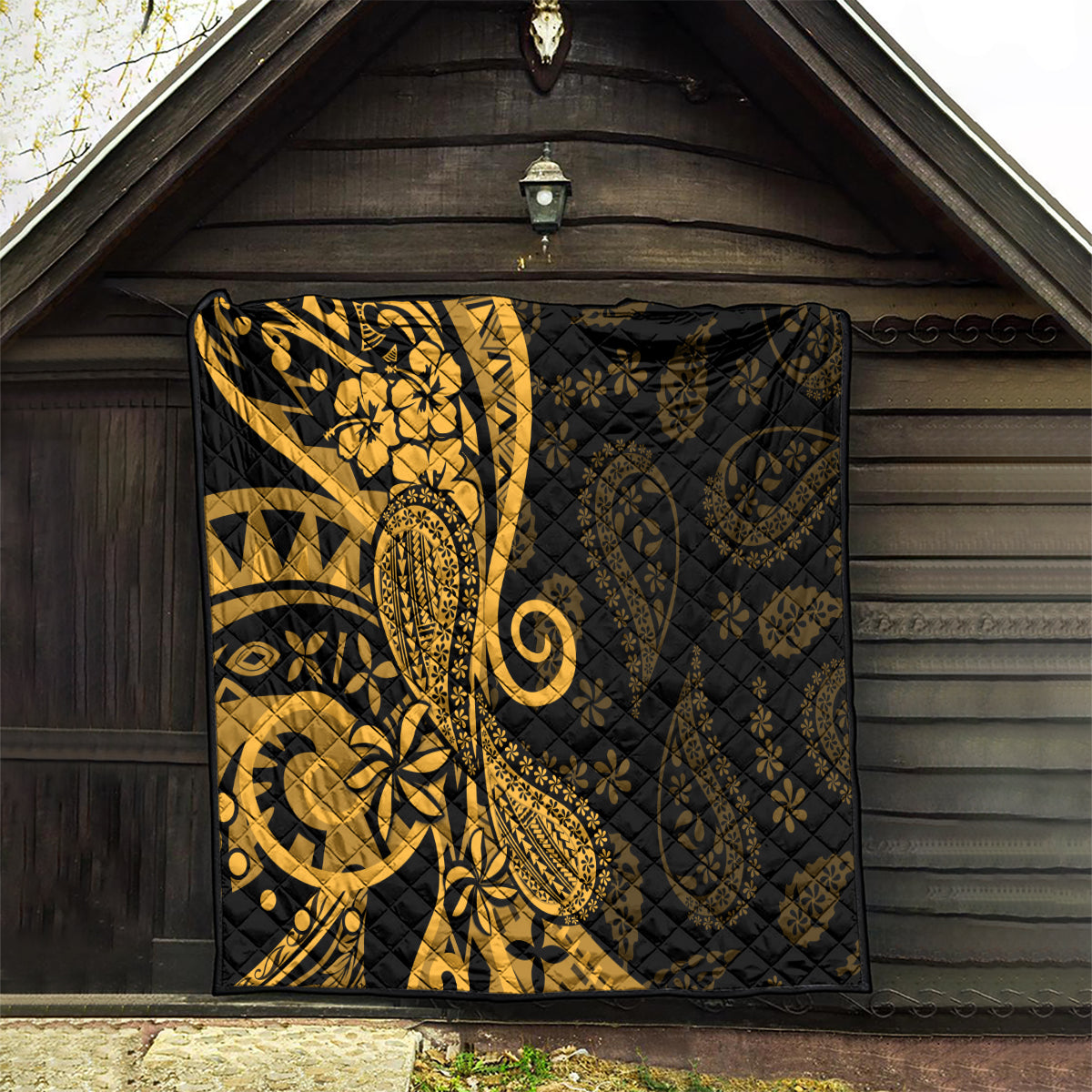 Gold Polynesia Paisley Quilt Polynesian With Tropical Flowers LT14 - Polynesian Pride