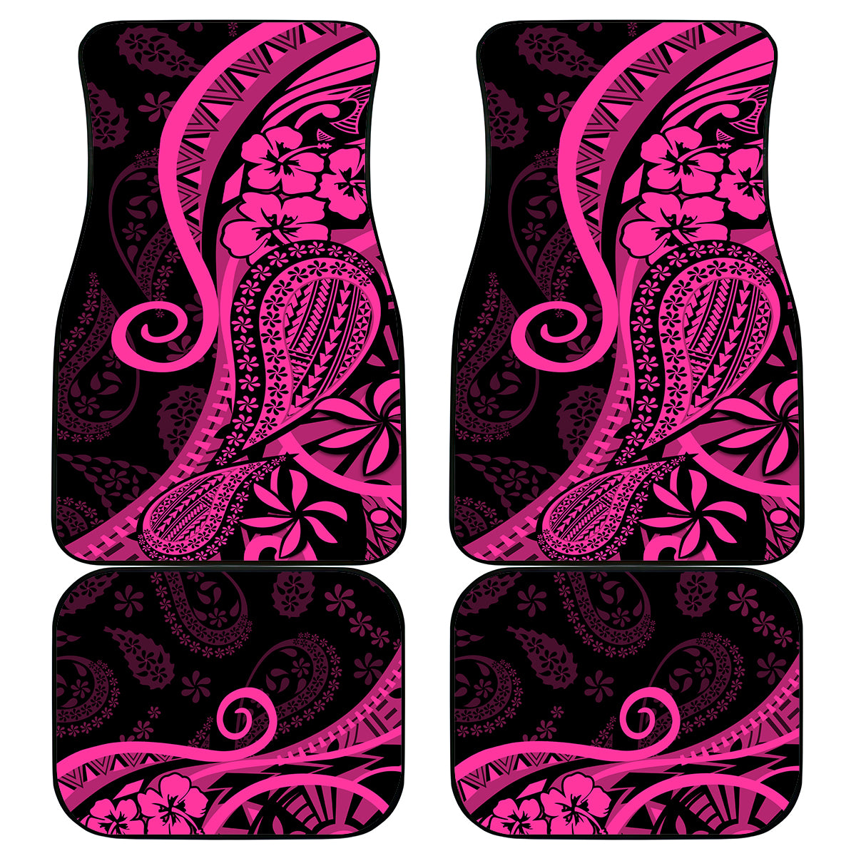 Pink Polynesia Paisley Car Mats Polynesian With Tropical Flowers LT14 Pink - Polynesian Pride