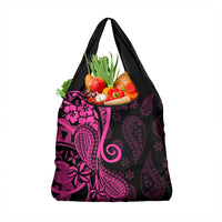 Pink Polynesia Paisley Grocery Bag Polynesian With Tropical Flowers LT14 1-pack One Size Pink - Polynesian Pride