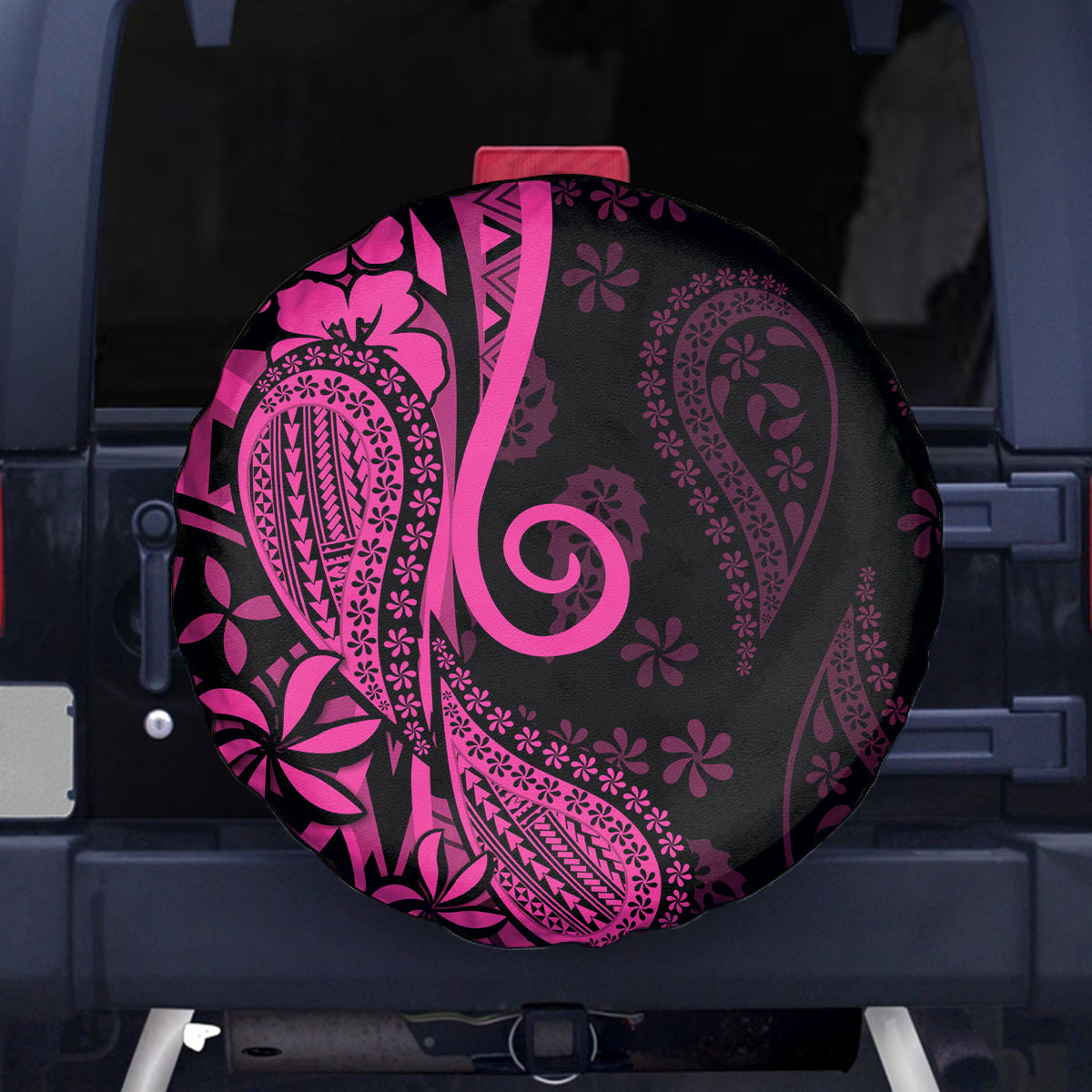 Pink Polynesia Paisley Spare Tire Cover Polynesian With Tropical Flowers LT14 Pink - Polynesian Pride