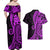 Polynesia Paisley Couples Matching Off Shoulder Maxi Dress and Hawaiian Shirt Polynesian With Tropical Flowers - Purple LT14 - Polynesian Pride