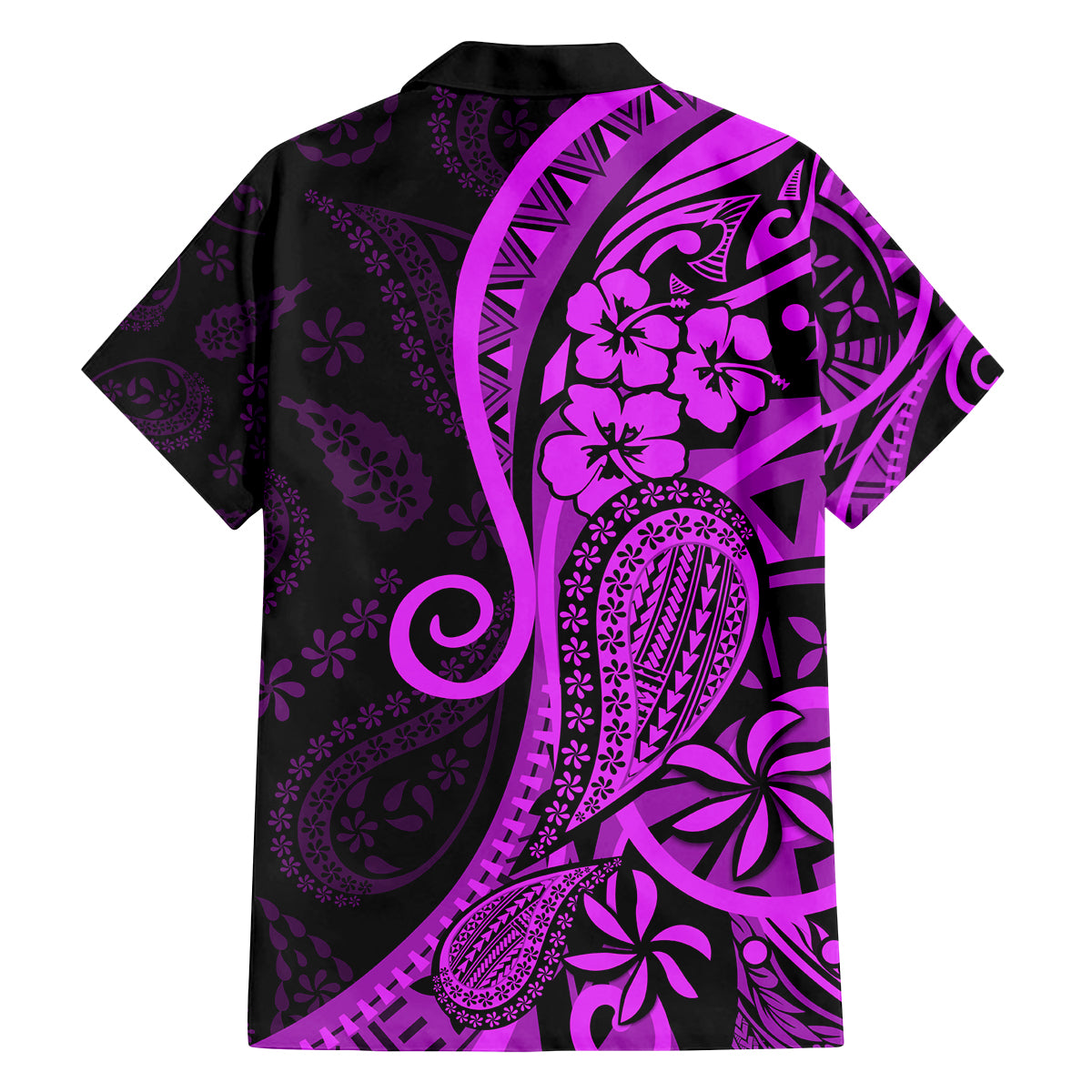 Polynesia Paisley Family Matching Off Shoulder Long Sleeve Dress and Hawaiian Shirt Polynesian With Tropical Flowers - Purple LT14 - Polynesian Pride